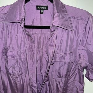 Bebe Purple Satin Blouse